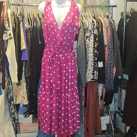 Maison Tara Pink Polka Dot Dress Size 12 NWT - Picture 11 of 11